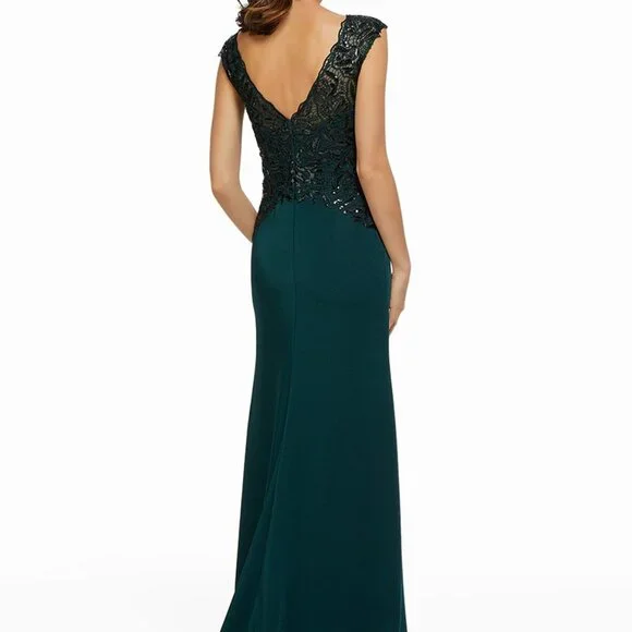 NWT MGNY by Mori Lee 72014 Lace Appliques Evening Dress Emerald size 4